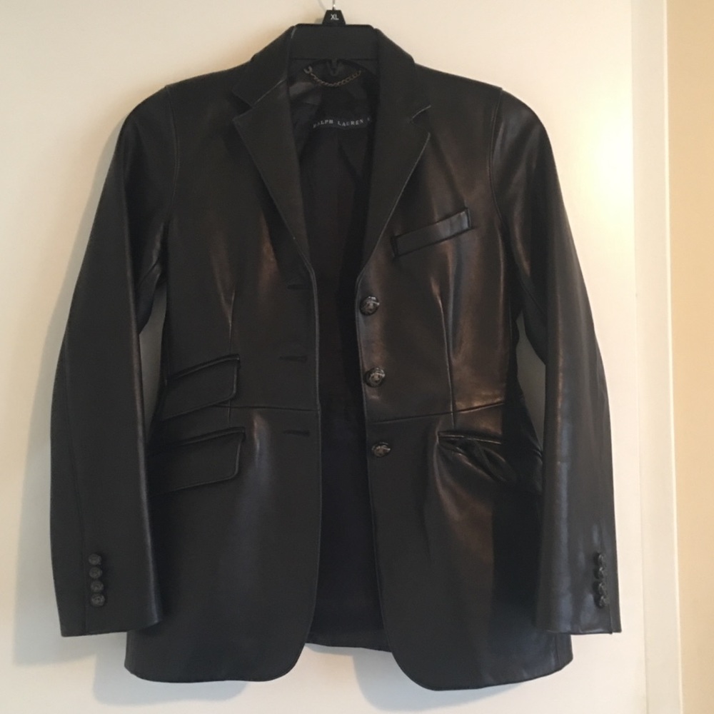RALPH LAUREN brown leather coat